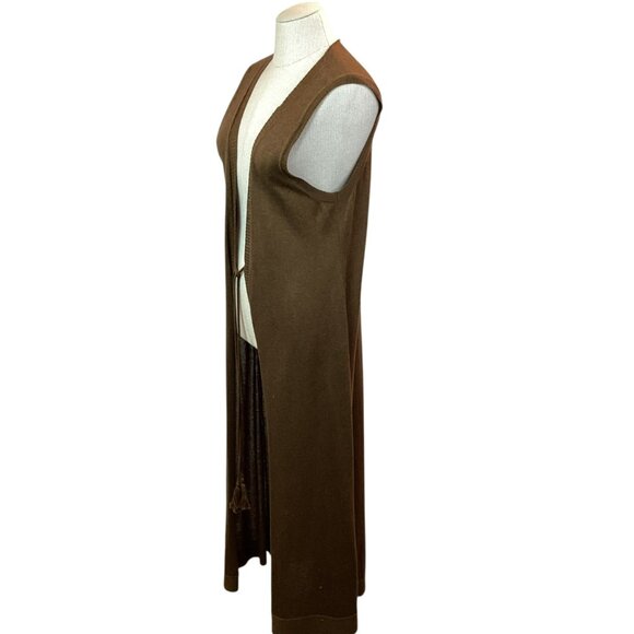 Peruvian Connection Sleeveless Long Duster Womens L Brown 100% Pima Cotton - Picture 4 of 11